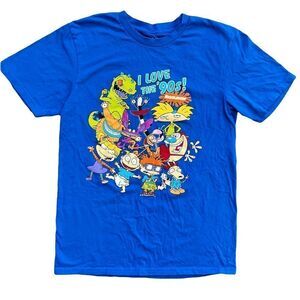 Nickelodeon “I Love the 90’s” Bright Blue Cartoon Character Tee